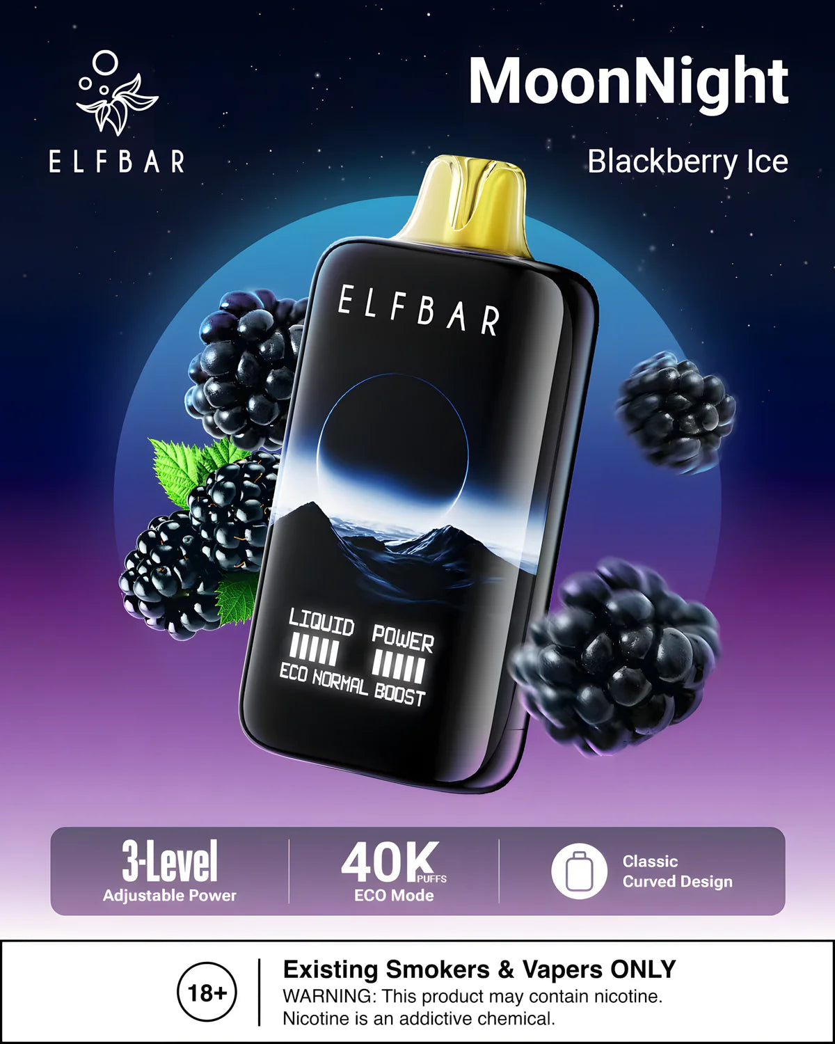 ELF BAR Moon Night 40000 Züge Blackberry Ice