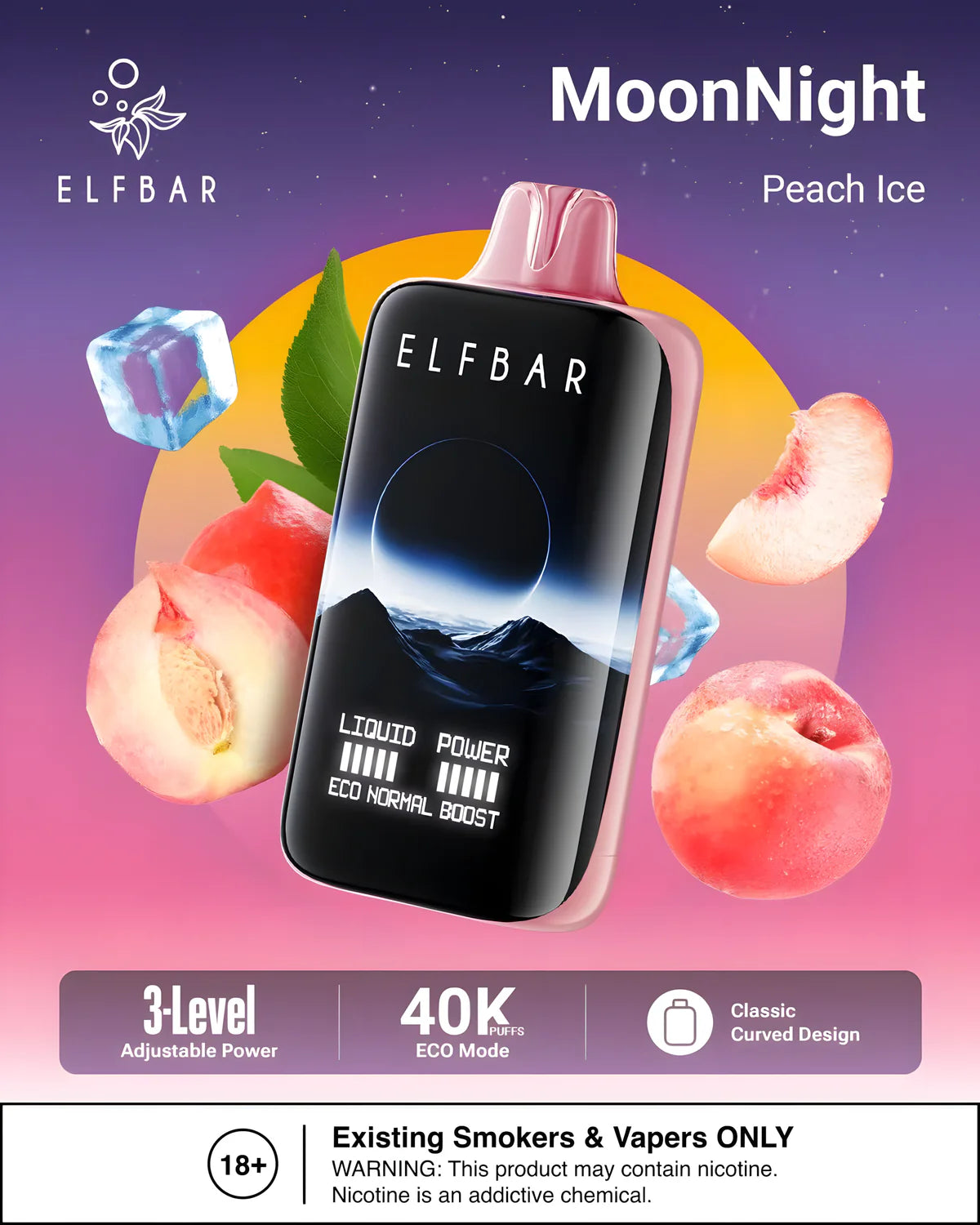 Peach Ice Geschmack ELF BAR Moon Night 40000 Puffs
