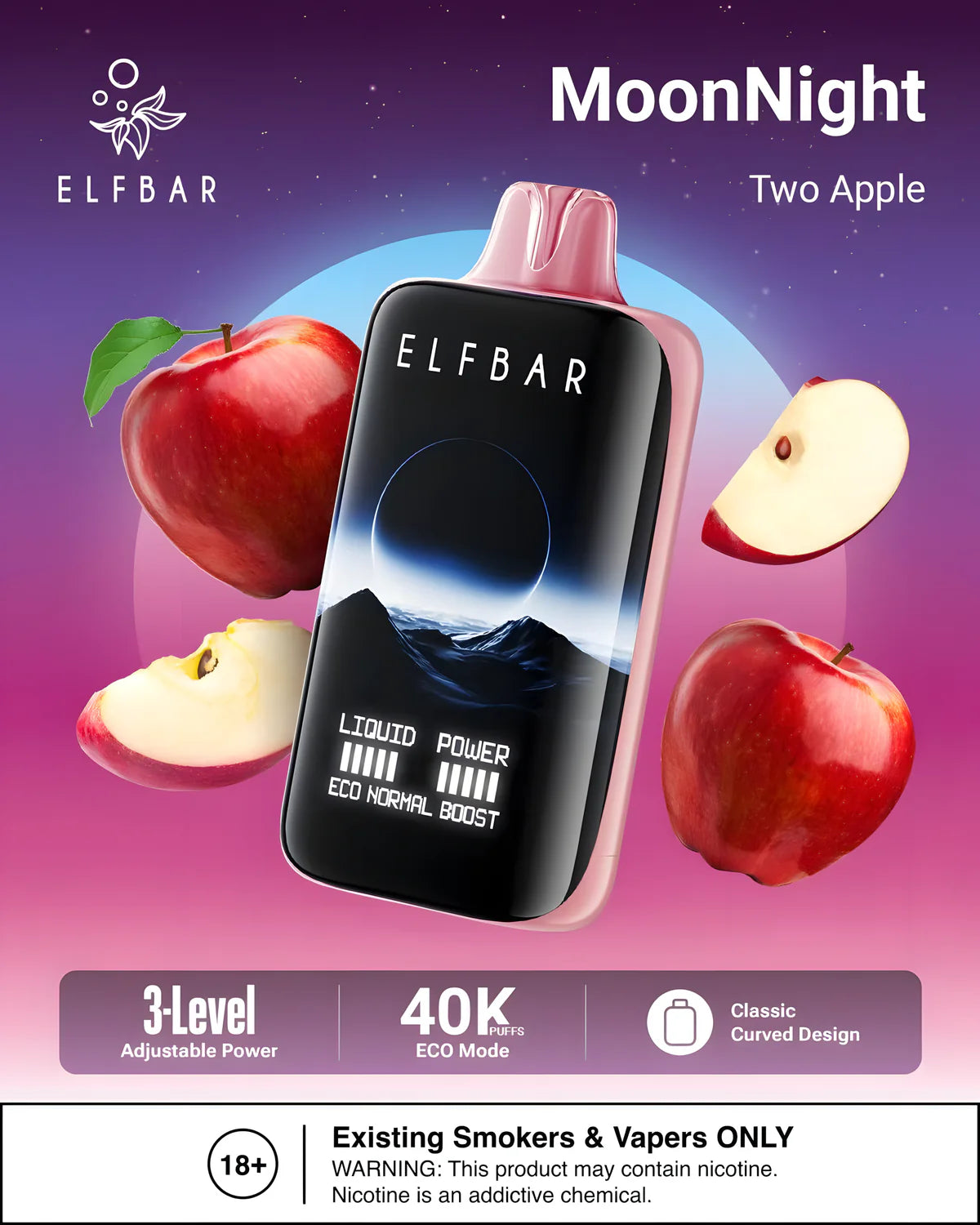 Two Apple Geschmack ELF BAR Moon Night 40000 Puffs