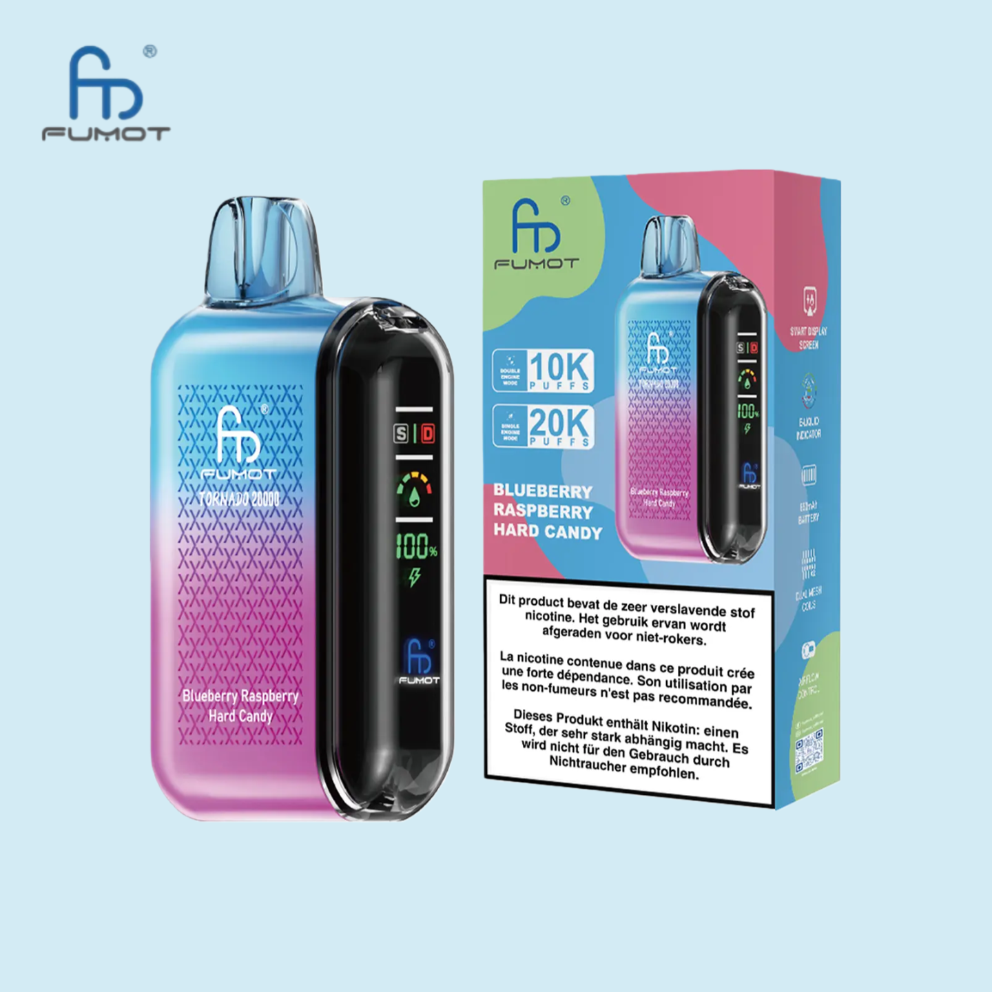 Blueberry Raspberry Hard Candy RandM Tornado 20000 Vape