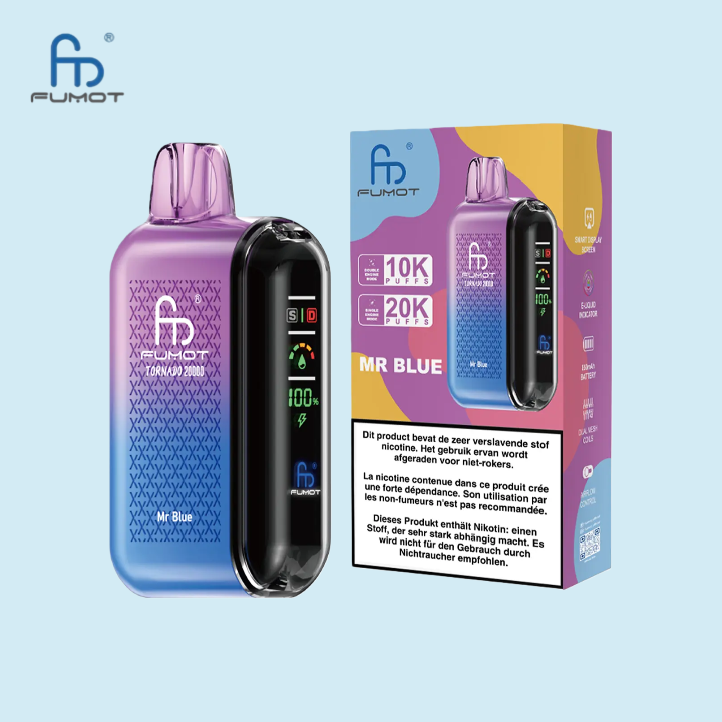 RandM Tornado Vape 20000 Puffs Mr Blue