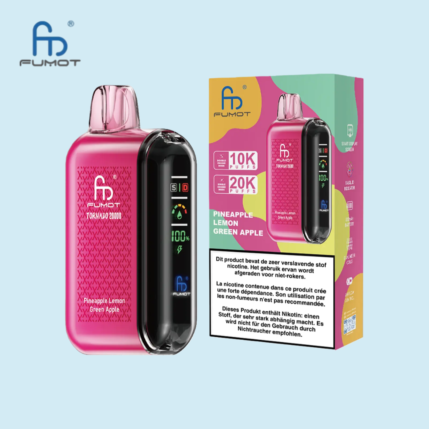 RandM Tornado Vape 20000 Pineapple Lemonade Green Apple