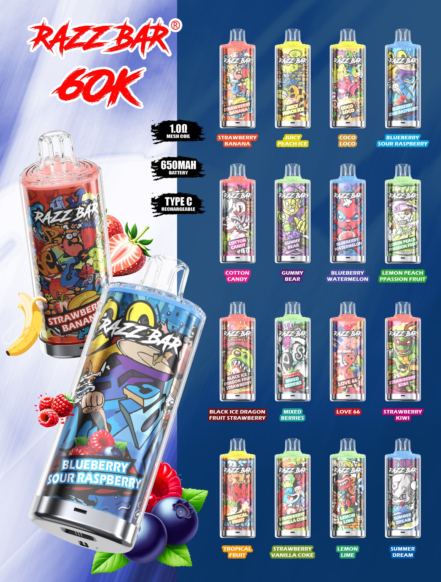 Razz Bar 60000 Crystal Vape 60K Züge