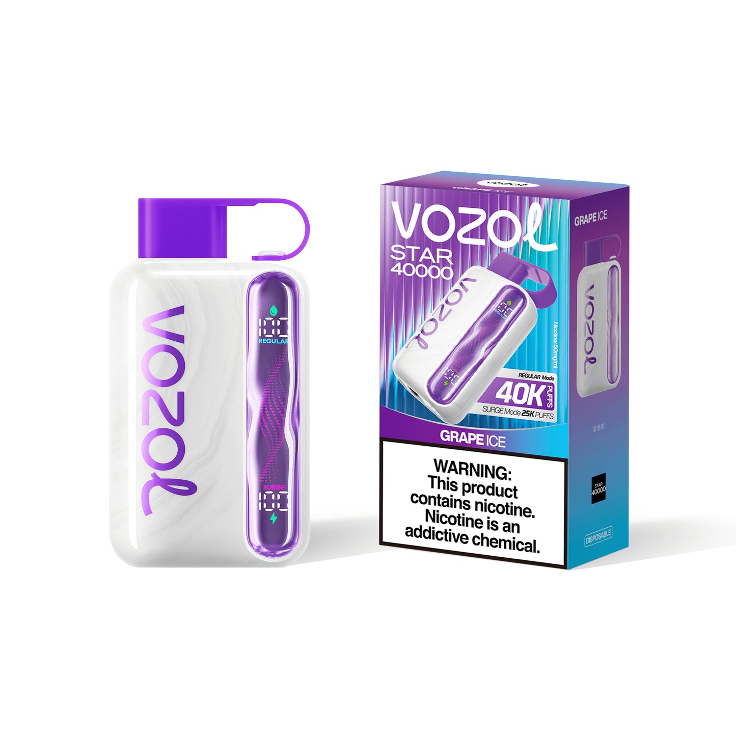 Vozol Star 40000 à double mode, saveur raisin glacé