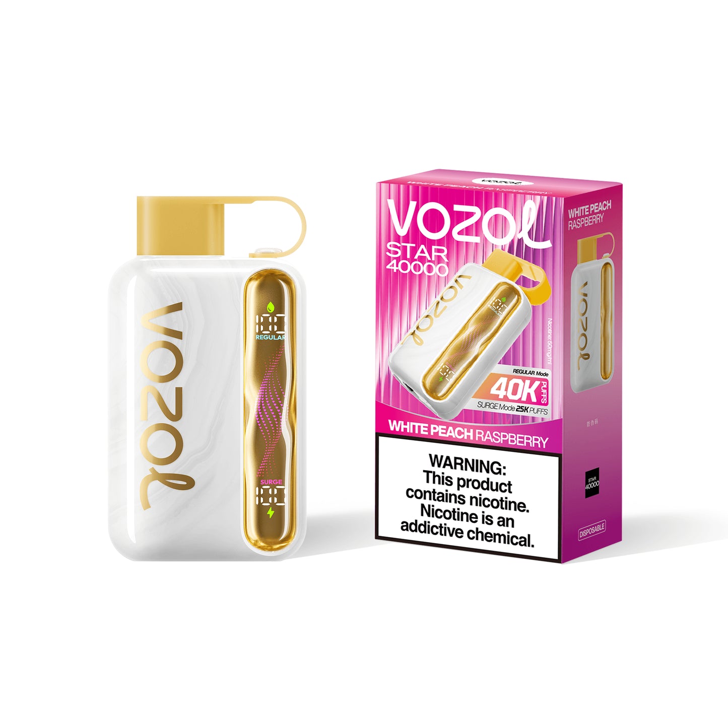 White Peach Raspberry Vozol Star 40K Puffs Vape